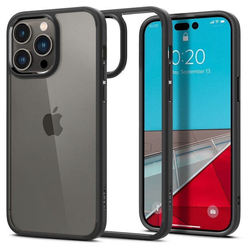Apple iPhone 14 Pro Max Case Spigen Ultra Hybrid Crystal clear  Matte black