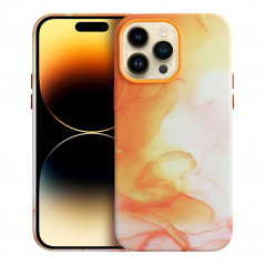 Apple iPhone 15 Plus Case Leather Mag Cover Elegant  MagSAFE  Orange splash