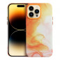 Apple iPhone 15 Plus Case Leather Mag Cover Elegant  MagSAFE  Orange splash