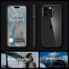 Apple iPhone 15 Pro Max Case Spigen Ultra Hybrid Crystal clear  Matte black