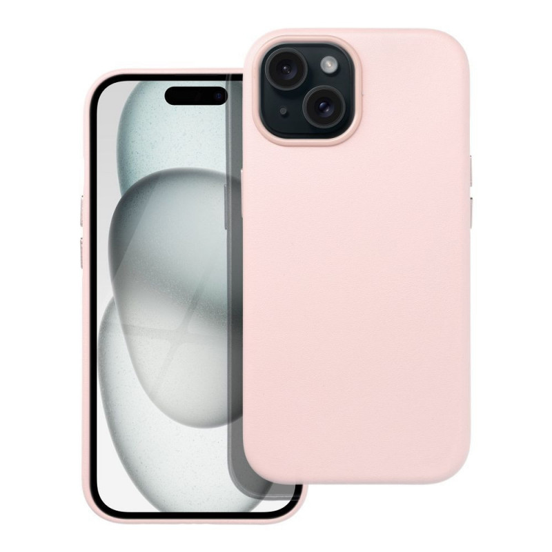 Apple iPhone 15 Case Leather Mag Cover Elegant  MagSAFE  Sand pink