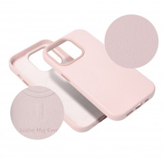 Apple iPhone 15 Case Leather Mag Cover Elegant  MagSAFE  Sand pink