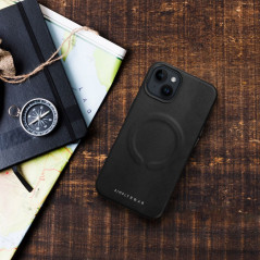 Apple iPhone 15 Plus Case Roar Leather Mag Elegant  MagSAFE  Black