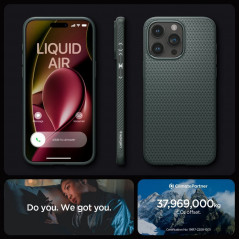 Apple iPhone 15 Pro Max Case Spigen  Liquid Air Abyss green