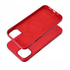 Apple iPhone 15 Plus Case Leather Mag Cover Elegant  MagSAFE  Red