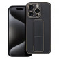 Apple iPhone 15 Pro Case LEATHER Case Kickstand Black