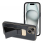 Apple iPhone 15 Case LEATHER Case Kickstand Black
