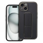 Apple iPhone 15 Case LEATHER Case Kickstand Black