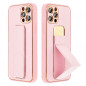 Apple iPhone 15 Plus Case LEATHER Case Kickstand Pink