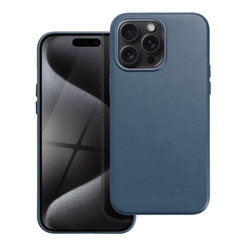 Apple iPhone 15 Pro Max Case Leather Mag Cover Elegant  MagSAFE  Indigo blue