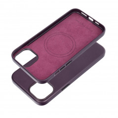 Apple iPhone 15 Plus Case Leather Mag Cover Elegant  MagSAFE  Dark violet