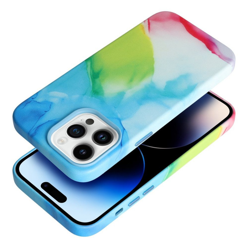 Apple iPhone 15 Pro Case Leather Mag Cover Elegant  MagSAFE  Color splash
