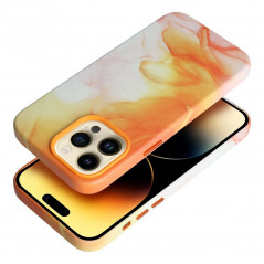 Apple iPhone 14 Pro Case Leather Mag Cover Elegant  MagSAFE  Orange splash