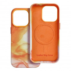 Apple iPhone 14 Pro Case Leather Mag Cover Elegant  MagSAFE  Orange splash
