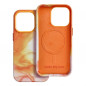 Apple iPhone 14 Pro Case Leather Mag Cover Elegant  MagSAFE  Orange splash