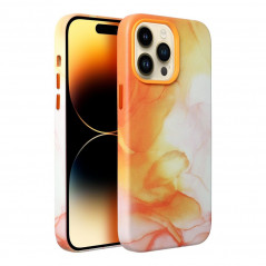 Apple iPhone 14 Case Leather Mag Cover Elegant  MagSAFE  Orange splash