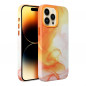 Apple iPhone 14 Case Leather Mag Cover Elegant  MagSAFE  Orange splash