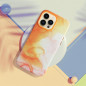 Apple iPhone 14 Case Leather Mag Cover Elegant  MagSAFE  Orange splash