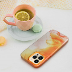 Apple iPhone 14 Case Leather Mag Cover Elegant  MagSAFE  Orange splash