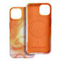 Apple iPhone 14 Case Leather Mag Cover Elegant  MagSAFE  Orange splash