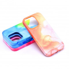 Apple iPhone 14 Case Leather Mag Cover Elegant  MagSAFE  Orange splash