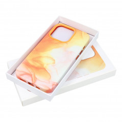 Apple iPhone 14 Case Leather Mag Cover Elegant  MagSAFE  Orange splash