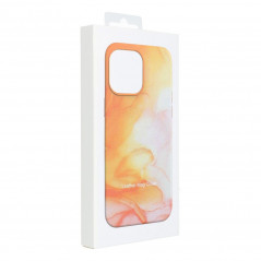 Apple iPhone 14 Case Leather Mag Cover Elegant  MagSAFE  Orange splash