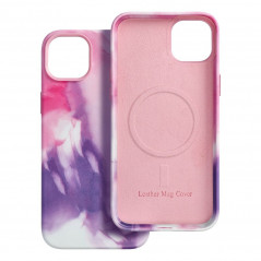 Apple iPhone 14 Plus Case Leather Mag Cover Elegant  MagSAFE  Purple splash