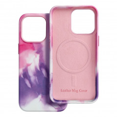 Apple iPhone 13 Pro Case Leather Mag Cover Elegant  MagSAFE  Purple splash