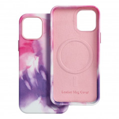 Apple iPhone 12 Case Leather Mag Cover Elegant  MagSAFE  Purple splash