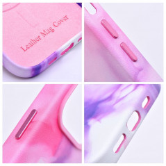 Apple iPhone 12 Case Leather Mag Cover Elegant  MagSAFE  Purple splash