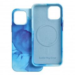 Apple iPhone 12 Case Leather Mag Cover Elegant  MagSAFE  Blue splash