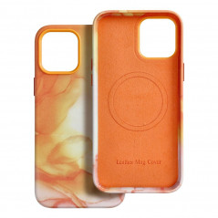 Apple iPhone 12 Pro Max Case Leather Mag Cover Elegant  MagSAFE  Orange splash