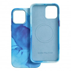 Apple iPhone 12 Pro Max Case Leather Mag Cover Elegant  MagSAFE  Blue splash