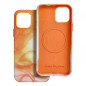 Apple iPhone 12 Pro Case Leather Mag Cover Elegant  MagSAFE  Orange splash