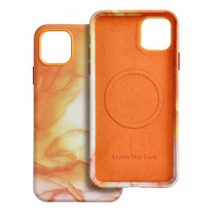 Apple iPhone 11 Pro Max Case Leather Mag Cover Elegant  MagSAFE  Orange splash