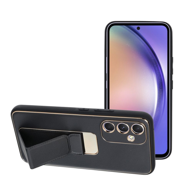 Samsung Galaxy A54 Case LEATHER Case Kickstand Black