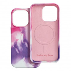 Apple iPhone 14 Pro Case Leather Mag Cover Elegant  MagSAFE  Purple splash