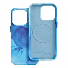 Apple iPhone 14 Pro Case Leather Mag Cover Elegant  MagSAFE  Blue splash