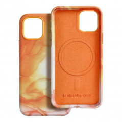 Apple iPhone 11 Pro Case Leather Mag Cover Elegant  MagSAFE  Orange splash