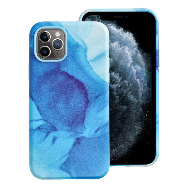 Apple iPhone 11 Pro Case Leather Mag Cover Elegant  MagSAFE  Blue splash