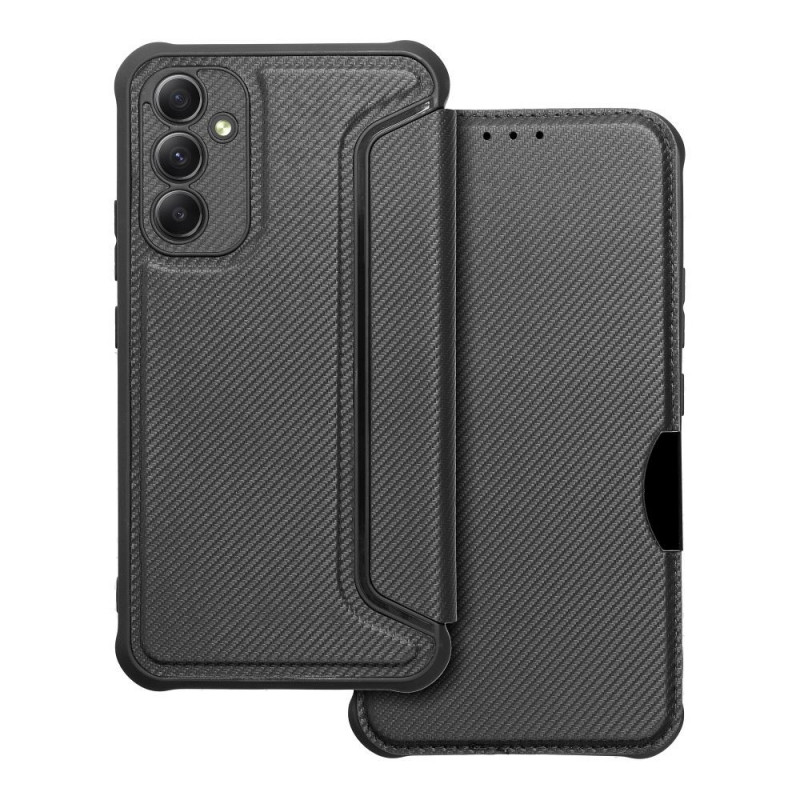 Samsung Galaxy A34 Wallet Cases Razor Book Carbon Fibre, Carbon pattern  Black