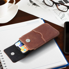 XIAOMI Redmi Note 10 Pro Univerzálne puzdro, Belt Holster ROYAL - Leather universal flap pocket Brown 