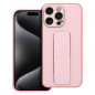 Apple iPhone 15 Pro Max Case LEATHER Case Kickstand Pink