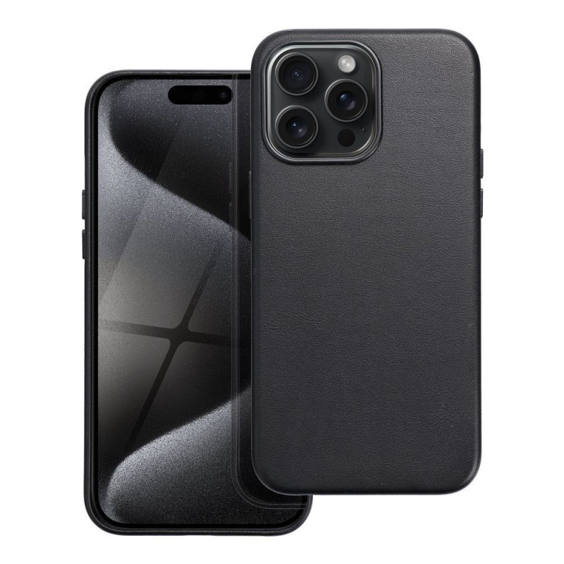 Apple iPhone 15 Pro Max Case Leather Mag Cover Elegant  MagSAFE  Black