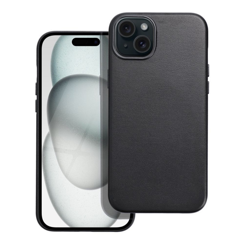 Apple iPhone 15 Plus Case Leather Mag Cover Elegant  MagSAFE  Black