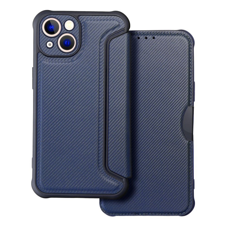Apple iPhone 13 Wallet Cases Razor Book Carbon Fibre, Carbon pattern  Blue