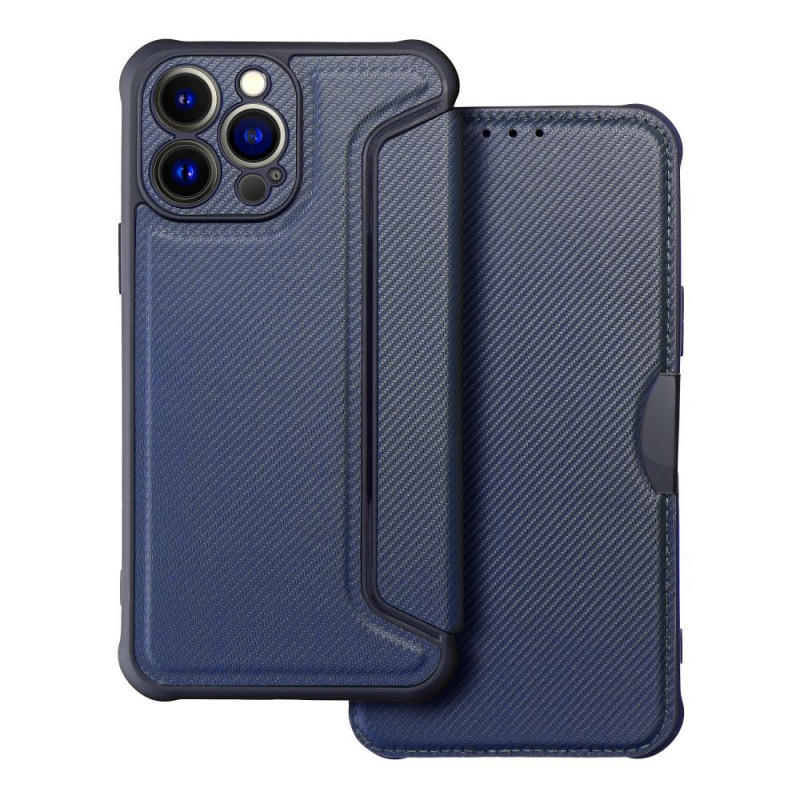 Apple iPhone 13 Pro Max Wallet Cases Razor Book Carbon Fibre, Carbon pattern  Blue