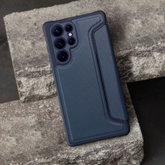 Samsung Galaxy A52s 5G Wallet Cases Razor Book Carbon Fibre, Carbon pattern  Blue