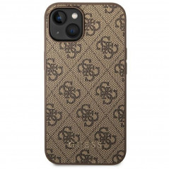 Apple iPhone 14 Plus Case Guess 4G Gold Logo Elegant  Brown